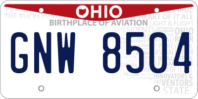 OH license plate GNW8504