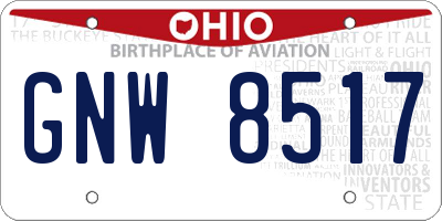 OH license plate GNW8517