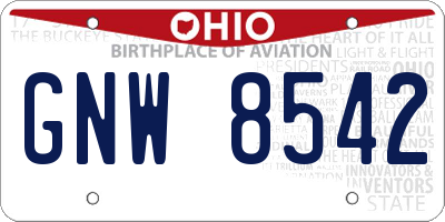 OH license plate GNW8542