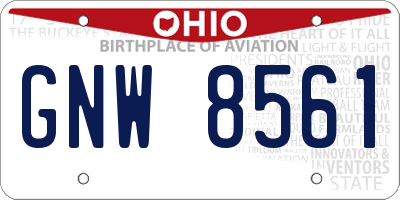 OH license plate GNW8561