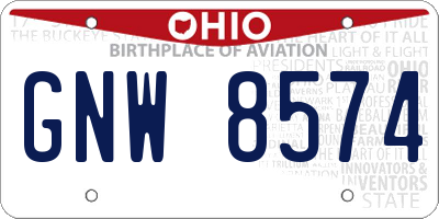 OH license plate GNW8574