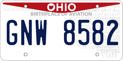 OH license plate GNW8582