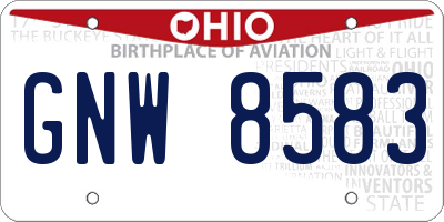OH license plate GNW8583