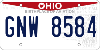 OH license plate GNW8584