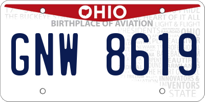 OH license plate GNW8619
