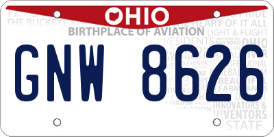 OH license plate GNW8626