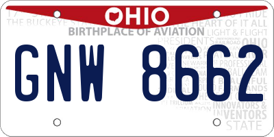 OH license plate GNW8662