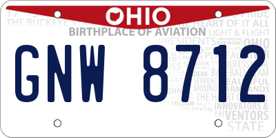 OH license plate GNW8712