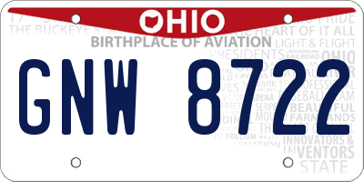 OH license plate GNW8722