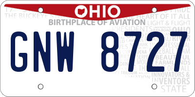 OH license plate GNW8727