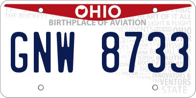 OH license plate GNW8733