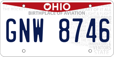 OH license plate GNW8746