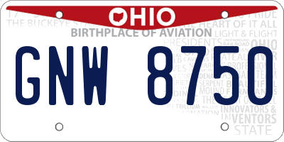 OH license plate GNW8750