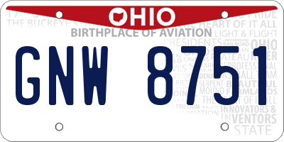 OH license plate GNW8751