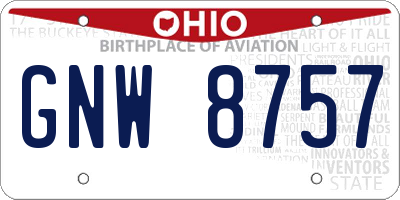 OH license plate GNW8757