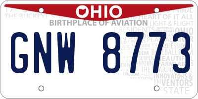 OH license plate GNW8773