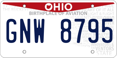 OH license plate GNW8795