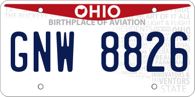 OH license plate GNW8826