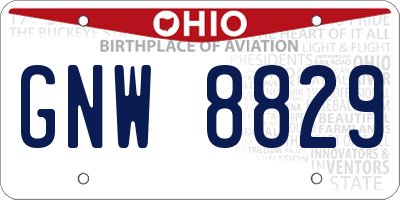 OH license plate GNW8829