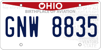 OH license plate GNW8835