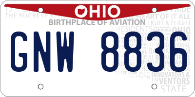 OH license plate GNW8836