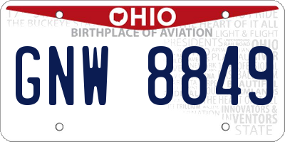 OH license plate GNW8849