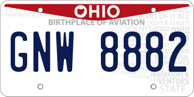 OH license plate GNW8882