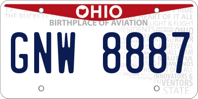 OH license plate GNW8887