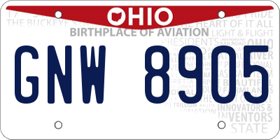 OH license plate GNW8905