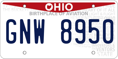 OH license plate GNW8950