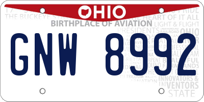 OH license plate GNW8992