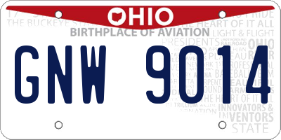 OH license plate GNW9014