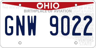 OH license plate GNW9022