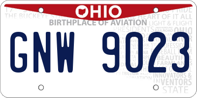 OH license plate GNW9023