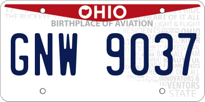 OH license plate GNW9037