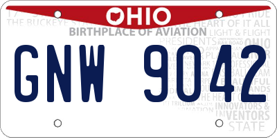 OH license plate GNW9042