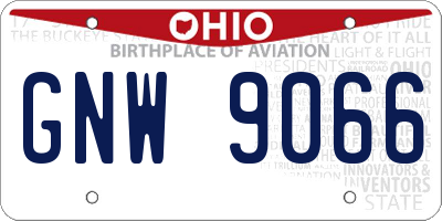 OH license plate GNW9066