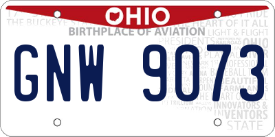 OH license plate GNW9073