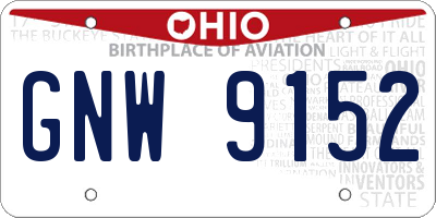 OH license plate GNW9152