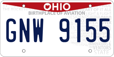 OH license plate GNW9155