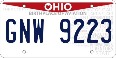 OH license plate GNW9223