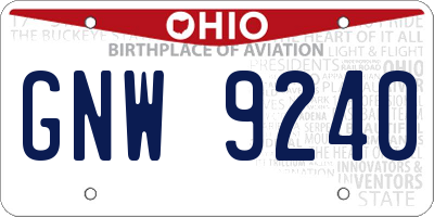 OH license plate GNW9240