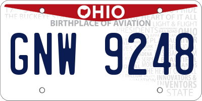 OH license plate GNW9248