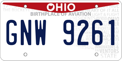 OH license plate GNW9261
