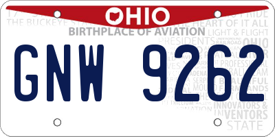 OH license plate GNW9262