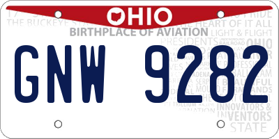 OH license plate GNW9282