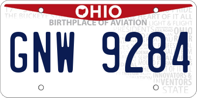 OH license plate GNW9284