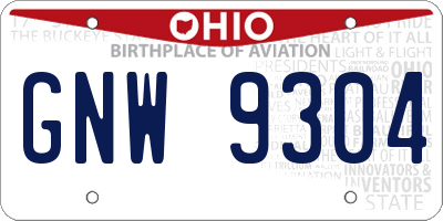 OH license plate GNW9304