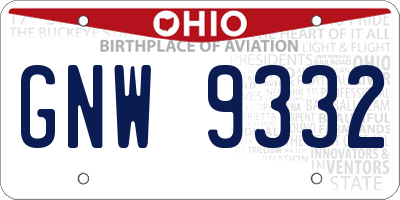 OH license plate GNW9332
