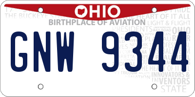 OH license plate GNW9344